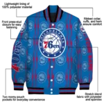 customized philadelphia 76ers bolt stripe blue varsity jacket best selling.webp