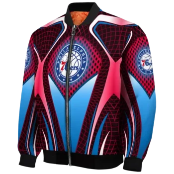 customized philadelphia 76ers mesh chest black bomber jacket best selling