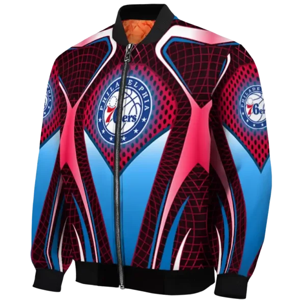 customized philadelphia 76ers mesh chest black bomber jacket best selling