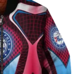 customized philadelphia 76ers mesh chest black bomber jacket best selling