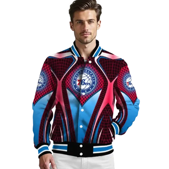 customized philadelphia 76ers mesh chest black varsity jacket high quality.webp