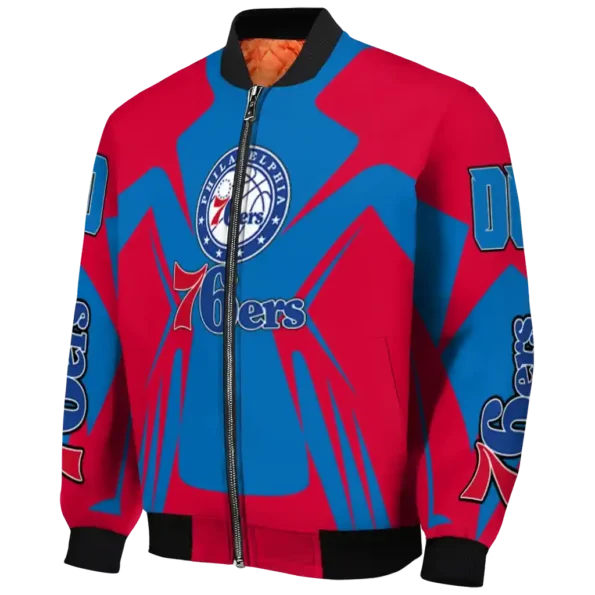 customized philadelphia 76ers spider mark blue bomber jacket best selling
