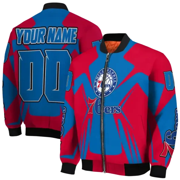 customized philadelphia 76ers spider mark blue bomber jacket fashion forward