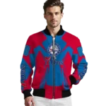 customized philadelphia 76ers spider mark blue bomber jacket best selling