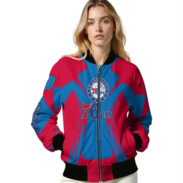 customized philadelphia 76ers spider mark blue bomber jacket latest model