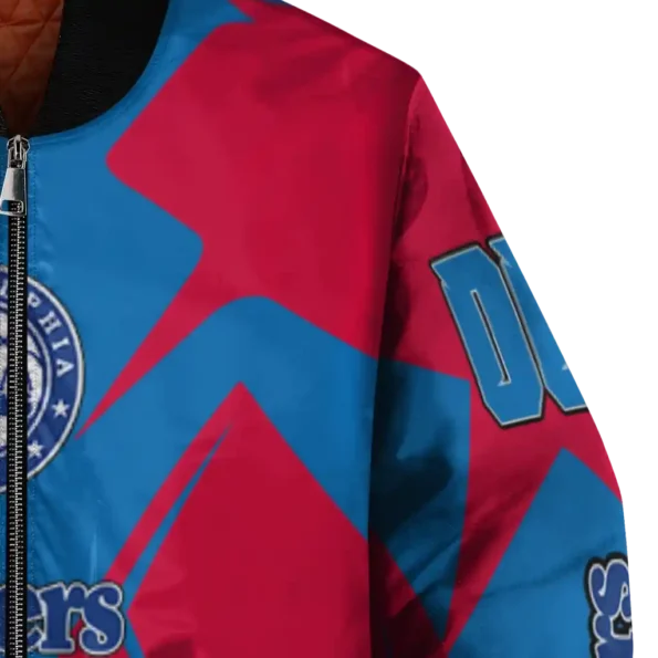customized philadelphia 76ers spider mark blue bomber jacket premium grade