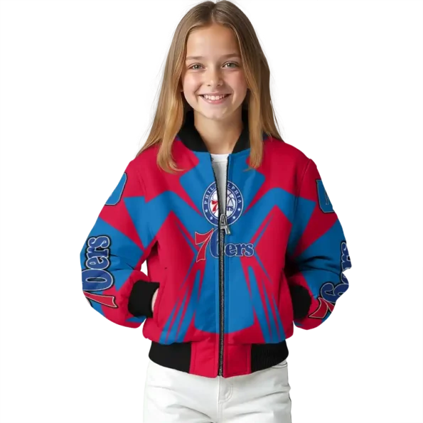customized philadelphia 76ers spider mark blue bomber jacket top rated