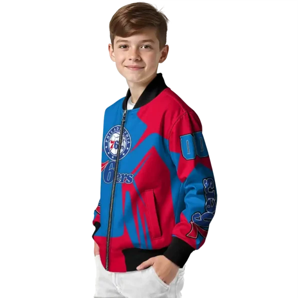 customized philadelphia 76ers spider mark blue bomber jacket trendy
