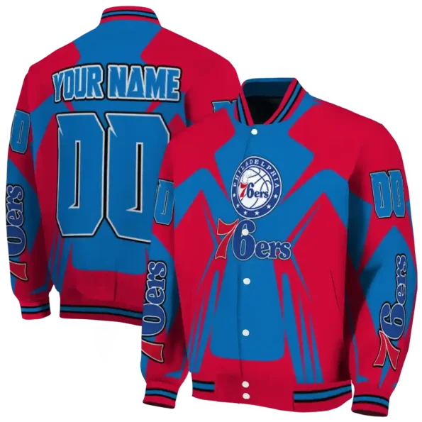 customized philadelphia 76ers spider mark blue varsity jacket fashion forward.webp