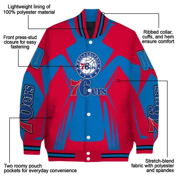 customized philadelphia 76ers spider mark blue varsity jacket new arrival.webp