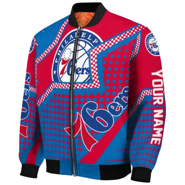 customized philadelphia 76ers star burst blue bomber jacket best selling