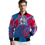customized philadelphia 76ers star burst blue bomber jacket best selling