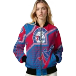 customized philadelphia 76ers star burst blue bomber jacket best selling