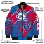 customized philadelphia 76ers star burst blue bomber jacket best selling