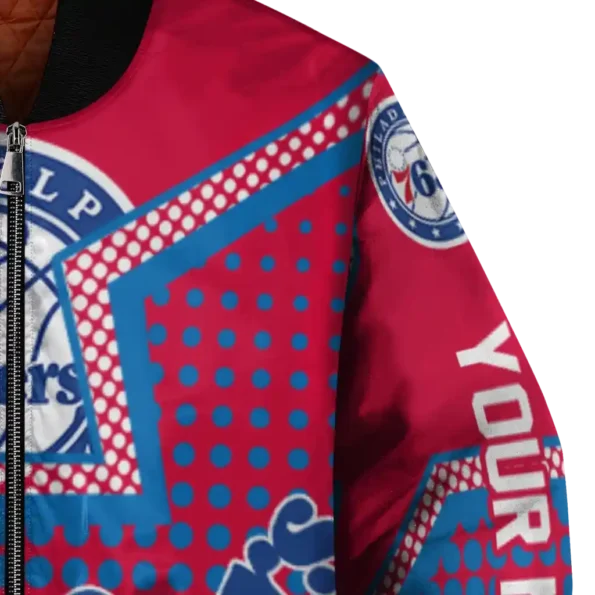 customized philadelphia 76ers star burst blue bomber jacket premium grade