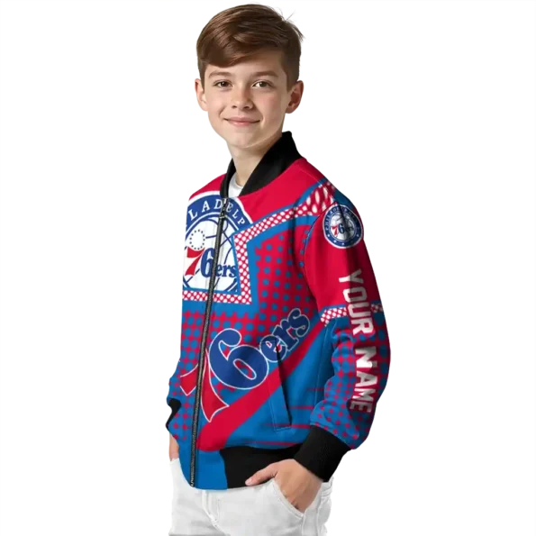 customized philadelphia 76ers star burst blue bomber jacket trendy