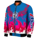 customized philadelphia 76ers winged blaze blue white bomber jacket best selling