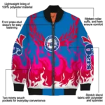 customized philadelphia 76ers winged blaze blue white bomber jacket best selling