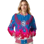 customized philadelphia 76ers winged blaze blue white varsity jacket best selling.webp