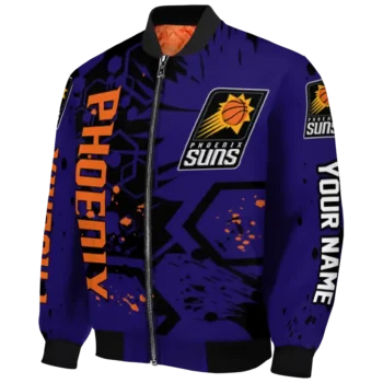 customized phoenix suns hexagon cluster purple black bomber jacket best selling