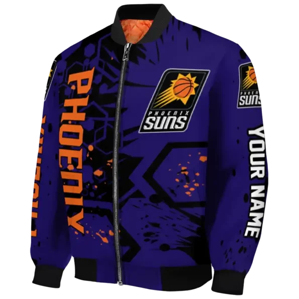 customized phoenix suns hexagon cluster purple black bomber jacket best selling