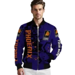 customized phoenix suns hexagon cluster purple black bomber jacket best selling