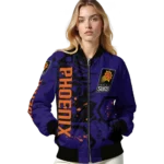 customized phoenix suns hexagon cluster purple black bomber jacket best selling