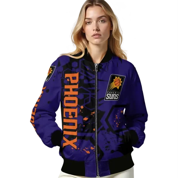 customized phoenix suns hexagon cluster purple black bomber jacket latest model