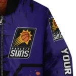 customized phoenix suns hexagon cluster purple black bomber jacket best selling