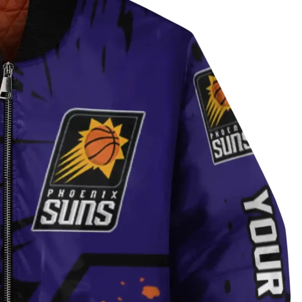 customized phoenix suns hexagon cluster purple black bomber jacket premium grade