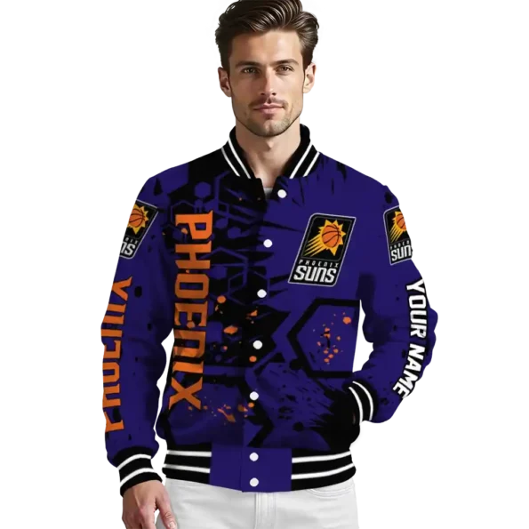 customized phoenix suns hexagon cluster purple black varsity jacket high quality.webp