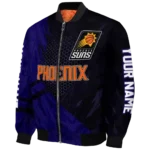 customized phoenix suns hexagon mesh purple black bomber jacket best selling