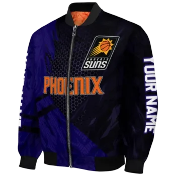 customized phoenix suns hexagon mesh purple black bomber jacket best selling