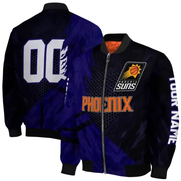 customized phoenix suns hexagon mesh purple black bomber jacket fashion forward