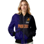 customized phoenix suns hexagon mesh purple black bomber jacket best selling