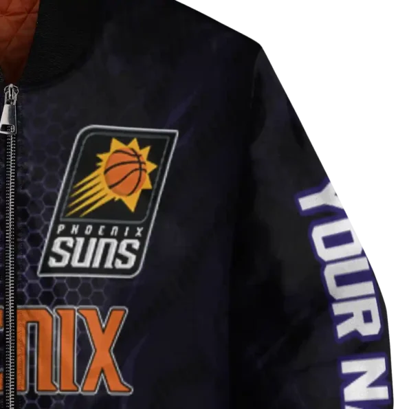 customized phoenix suns hexagon mesh purple black bomber jacket premium grade