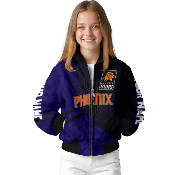 customized phoenix suns hexagon mesh purple black bomber jacket top rated
