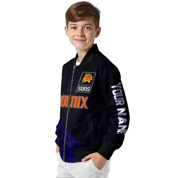 customized phoenix suns hexagon mesh purple black bomber jacket trendy