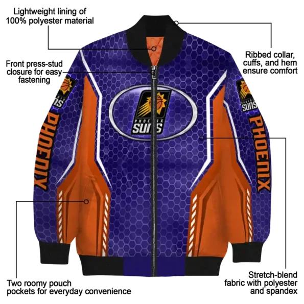 customized phoenix suns power plate purple bomber jacket new arrival