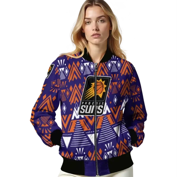customized phoenix suns pyramid shapes purple bomber jacket latest model