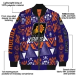 customized phoenix suns pyramid shapes purple bomber jacket best selling