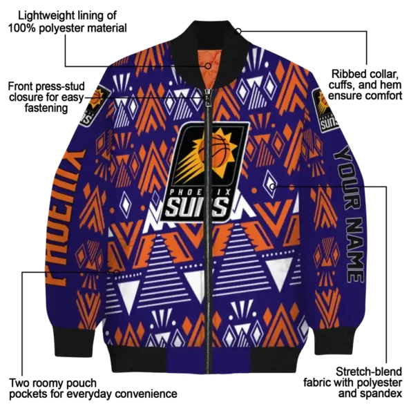 customized phoenix suns pyramid shapes purple bomber jacket new arrival