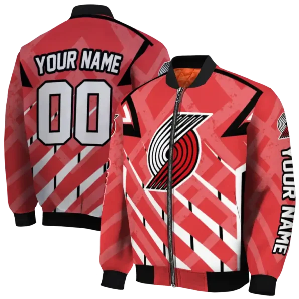 customized portland trail blazers chevron angles red bomber jacket fashion forward