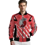 customized portland trail blazers chevron angles red bomber jacket best selling