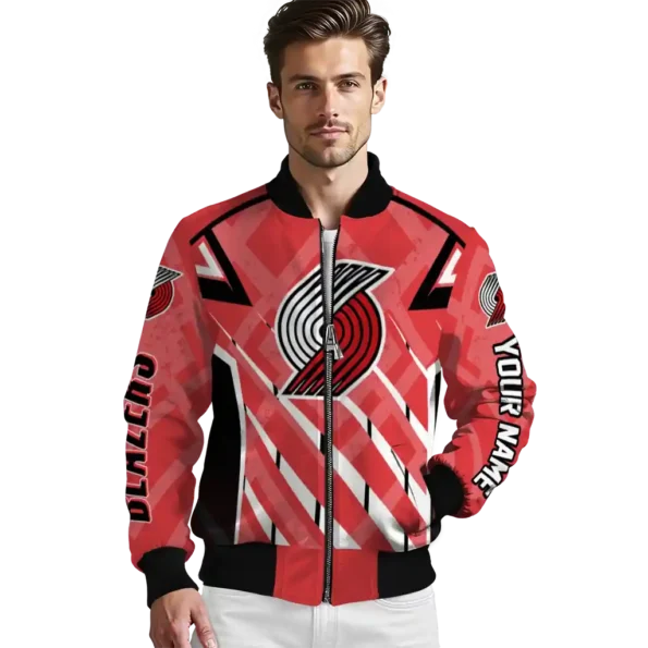 customized portland trail blazers chevron angles red bomber jacket high quality