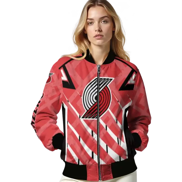 customized portland trail blazers chevron angles red bomber jacket latest model