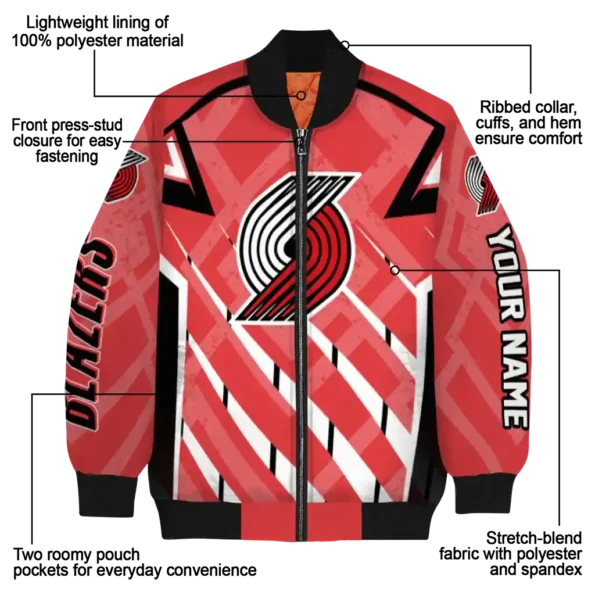 customized portland trail blazers chevron angles red bomber jacket new arrival