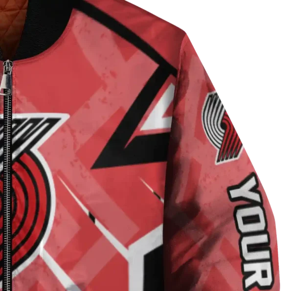 customized portland trail blazers chevron angles red bomber jacket premium grade