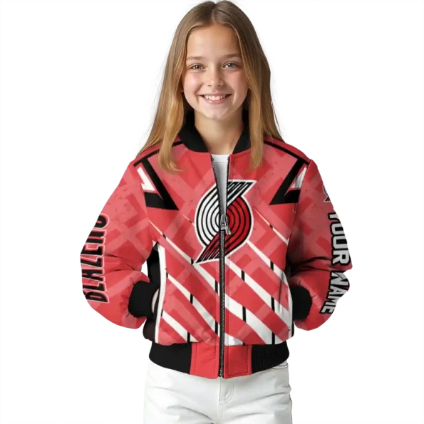 customized portland trail blazers chevron angles red bomber jacket top rated