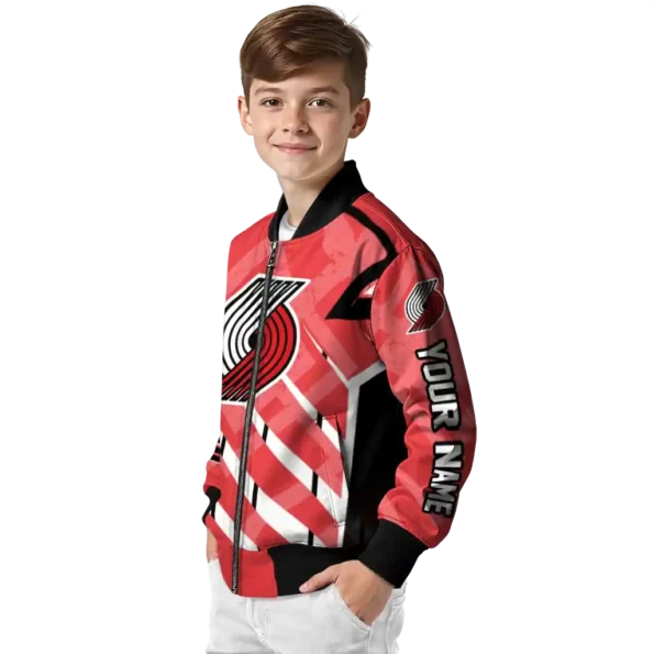 customized portland trail blazers chevron angles red bomber jacket trendy